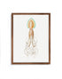 mocha wood framed vintage squid print wall art